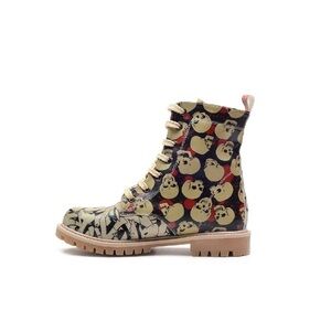 Goby Skull & Graffiti Vegan Leather Combat Boots Size 41 USA 10
